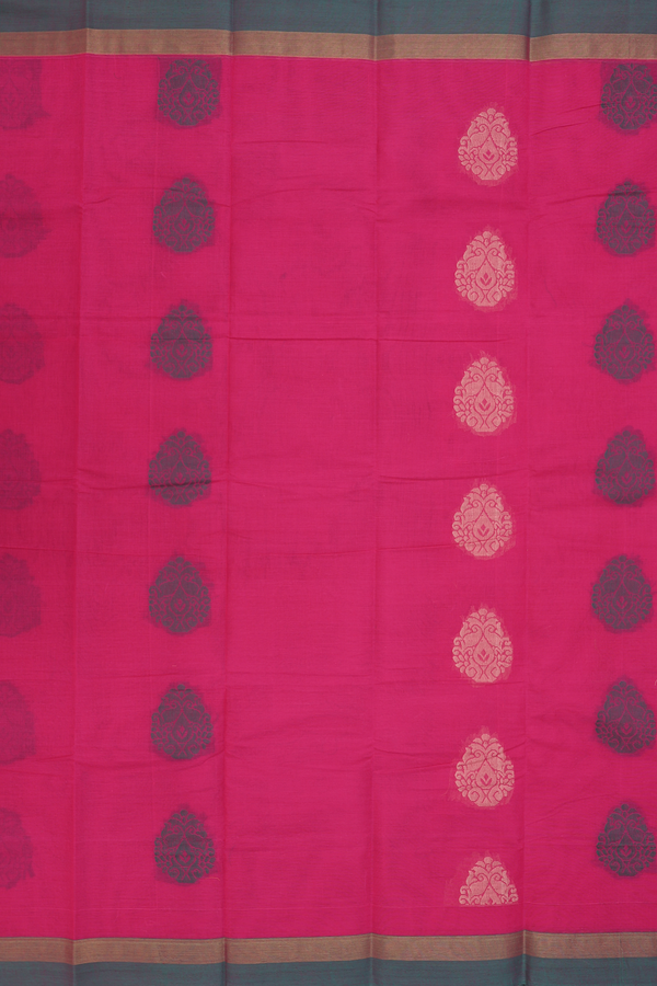 Kanchi Cotton Saree In Pink With Threadwork Motifs
