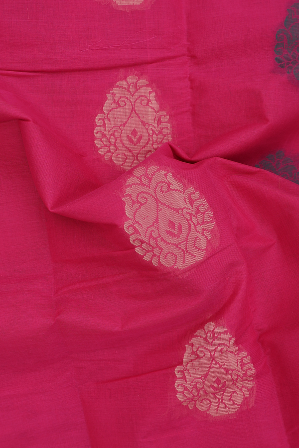 Kanchi Cotton Saree In Pink With Threadwork Motifs