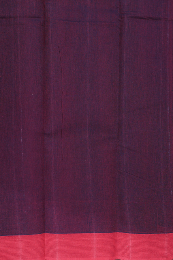 Kanchi Cotton Saree In Navy Blue With Temple Border