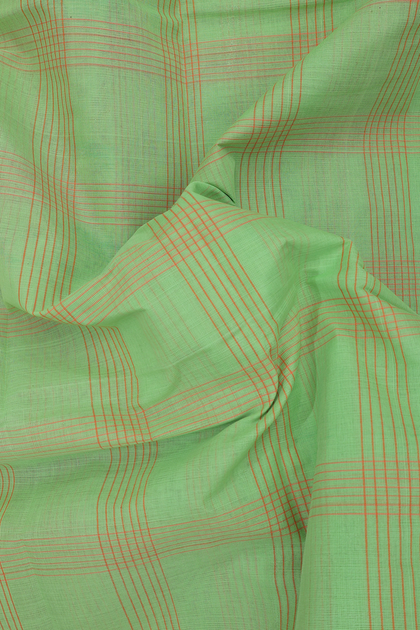 Kanchi Cotton Saree In Pastel Green With Checks Design