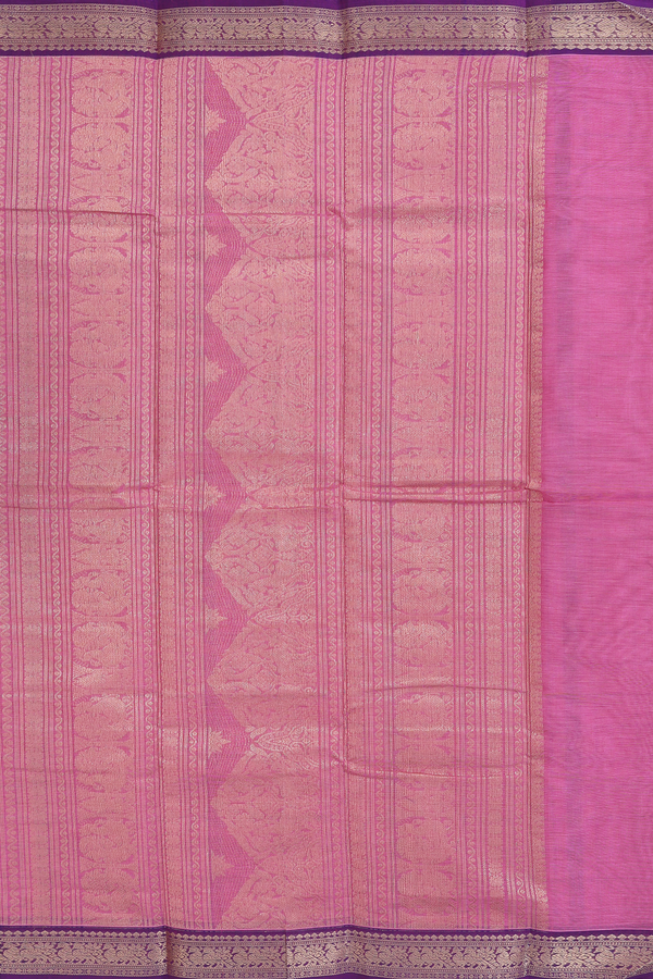 Kanchi Cotton Saree In Pink With Checks Design