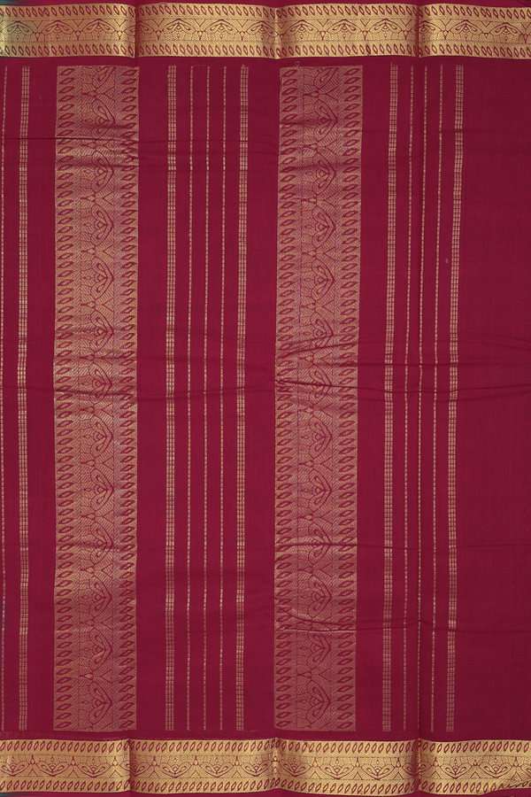 Kanchi Cotton Saree In Plain Teal Blue Zari Border