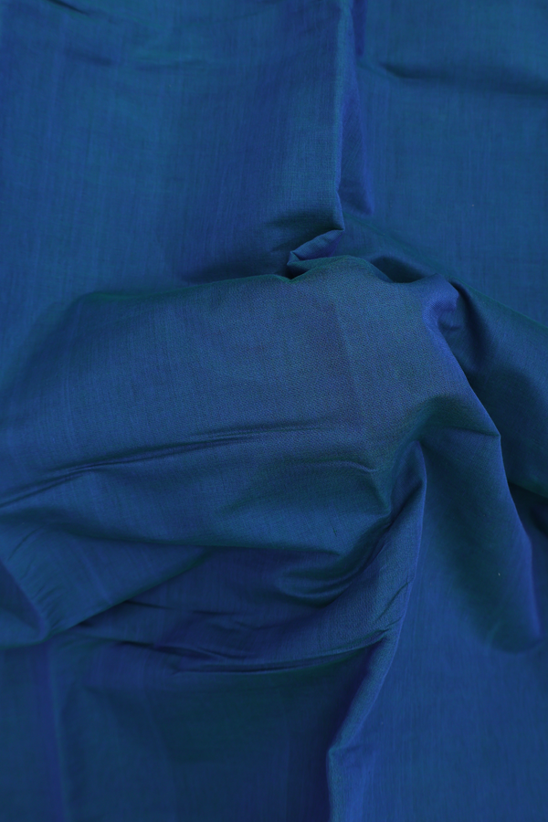 Kanchi Cotton Saree In Plain Teal Blue Zari Border