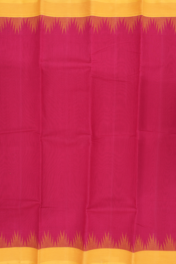 Kanchi Cotton Saree In Red With Contrast Border