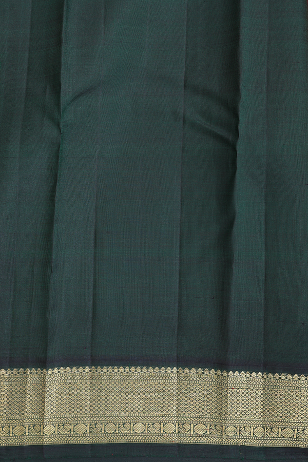 Kanchipuram Silk Saree In Chilli Red With Peacock Buttas