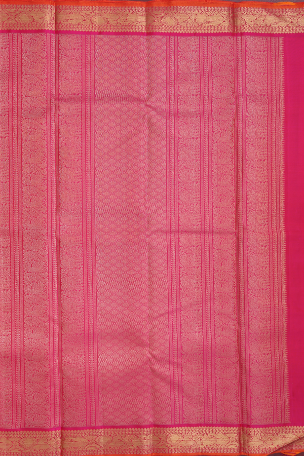 Kanchipuram Silk Saree In Forest Green With Peacock Buttas