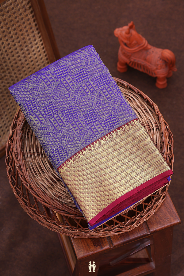 Kanchipuram Silk Saree In Blue With Brocade Design