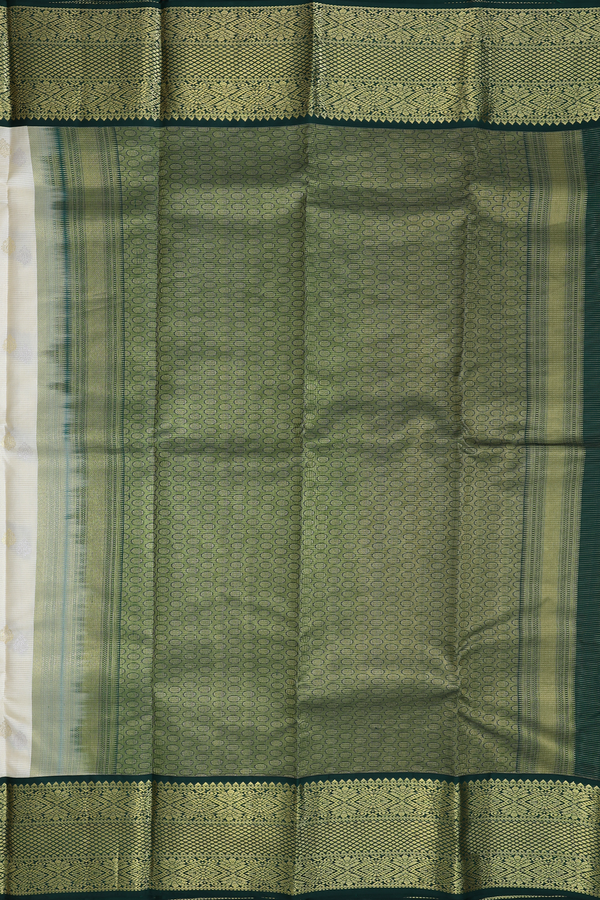 Kanchipuram Silk Saree In Beige With Stripes Design