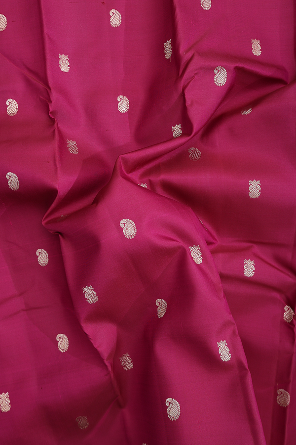 Kanchipuram Silk Saree In Berry Brown With Paisley Buttas