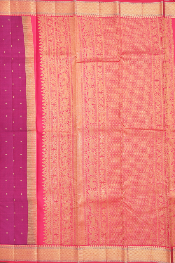 Kanchipuram Silk Saree In Berry Purple With Floral Buttis