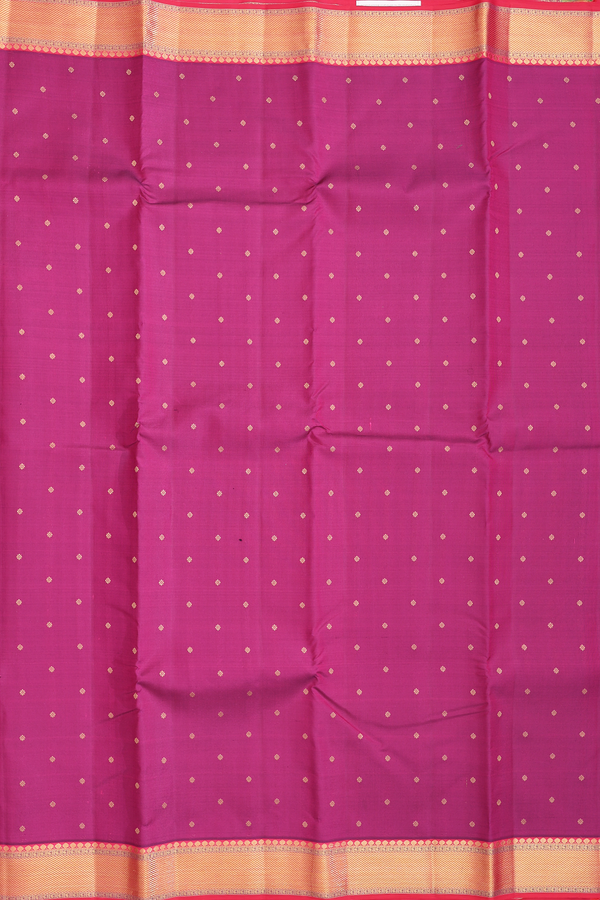 Kanchipuram Silk Saree In Berry Purple With Floral Buttis