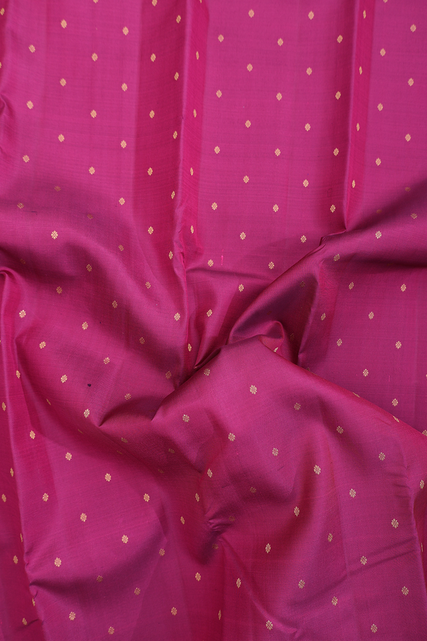 Kanchipuram Silk Saree In Berry Purple With Floral Buttis