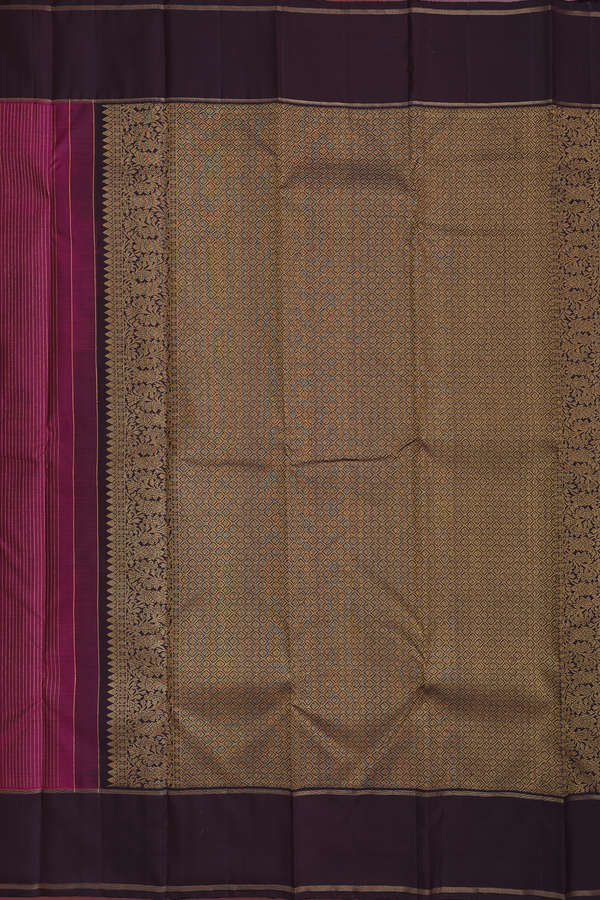 Kanchipuram Silk Saree In Berry Purple With Stripes Design
