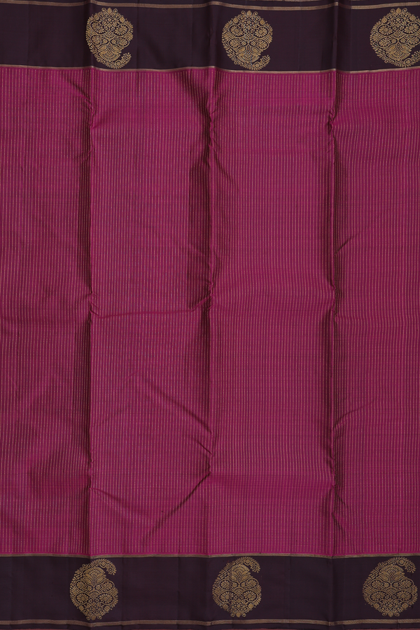 Kanchipuram Silk Saree In Berry Purple With Stripes Design
