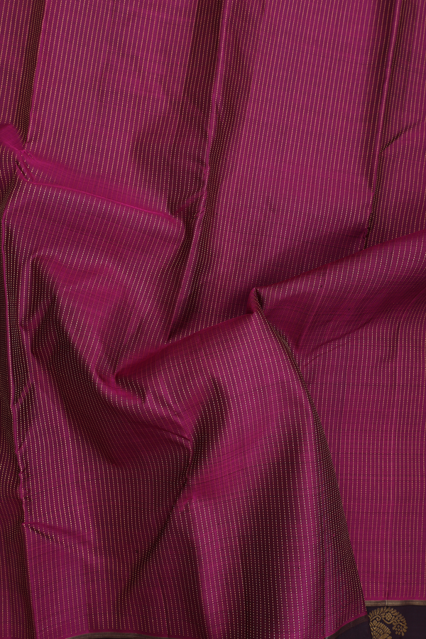 Kanchipuram Silk Saree In Berry Purple With Stripes Design