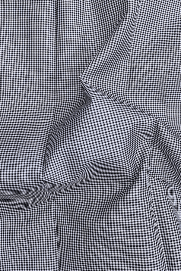 Kanchipuram Silk Saree In Black And White With Checks Design