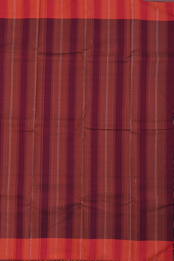 Kanchipuram Silk Saree In Black With Stripes Design