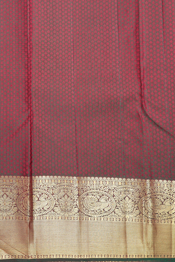 Kanchipuram Silk Saree In Burgundy Red With Jacquard Pattern