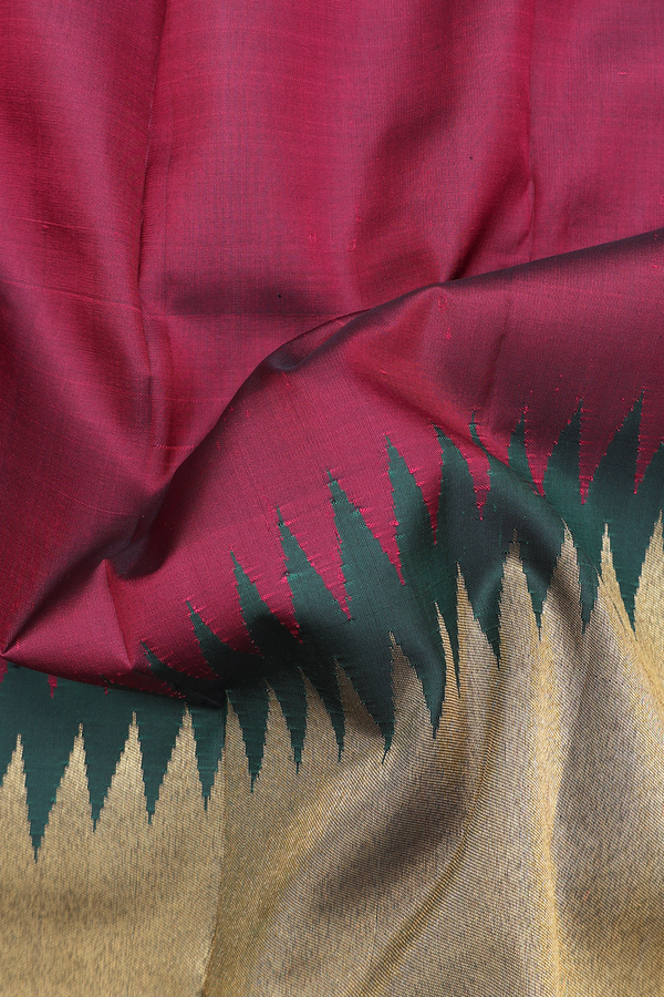 Kanchipuram Silk Saree In Burgundy Red With Step Border