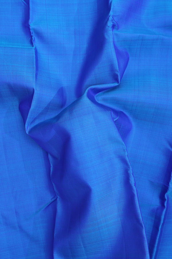 Kanchipuram Silk Saree In Cerulean Blue With Peacock Border