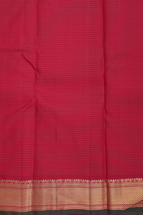 Kanchipuram Silk Saree In Crimson Red With Checks Design
