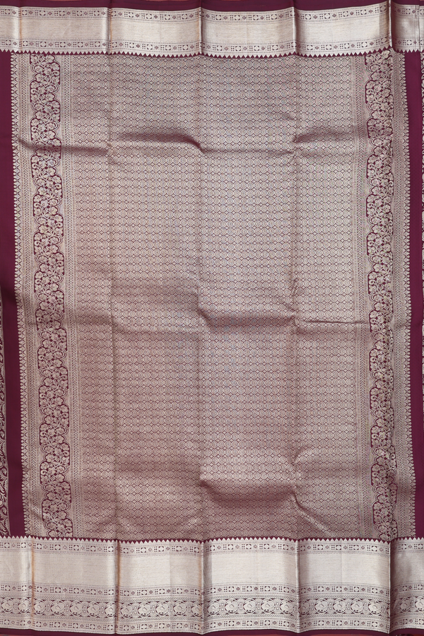 Kanchipuram Silk Saree In Dark Brown With Peacock Design