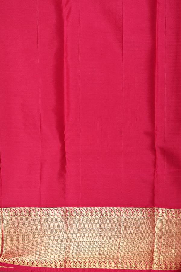 Kanchipuram Silk Saree In Dark Green Along Stripes With Buttas