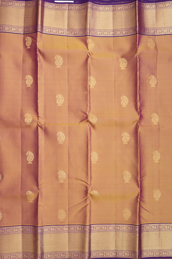 Kanchipuram Silk Saree In Dual Tone With Paisley Buttas
