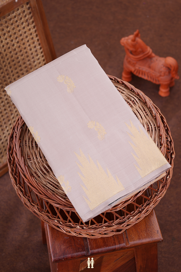 Kanchipuram Silk Saree In Dusty Brown With Floral Buttas