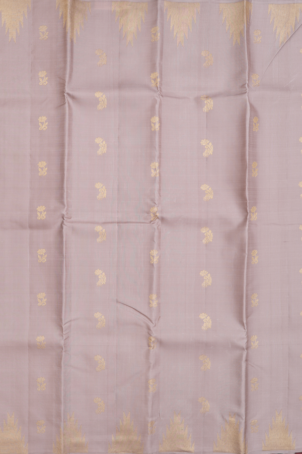 Kanchipuram Silk Saree In Dusty Brown With Floral Buttas