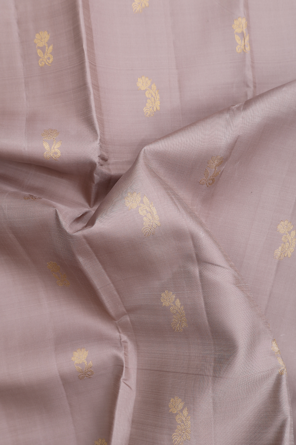 Kanchipuram Silk Saree In Dusty Brown With Floral Buttas