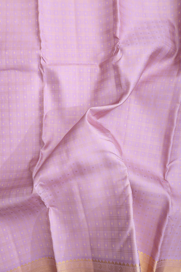 Kanchipuram Silk Saree In Dusty Purple With Checks Design