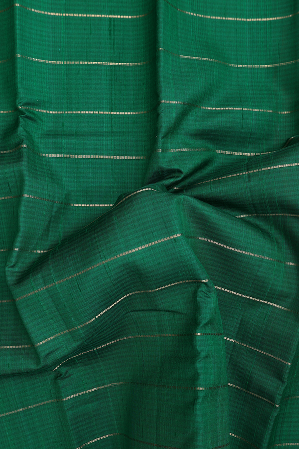 Kanchipuram Silk Saree In Forest Green With Stripes Design