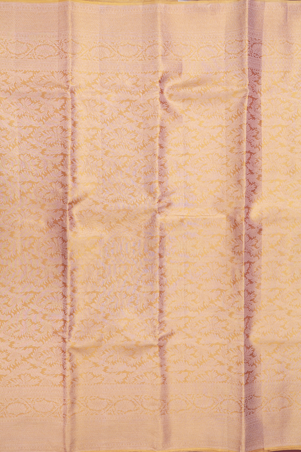 Kanchipuram Silk Saree In Gold Tissue With Floral Design