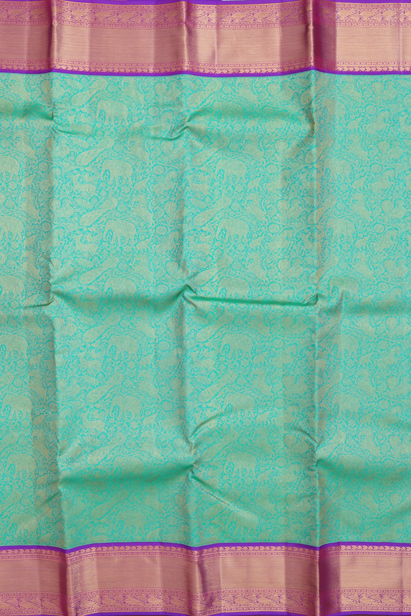 Kanchipuram Silk Saree In Green With Vanasingaram Design