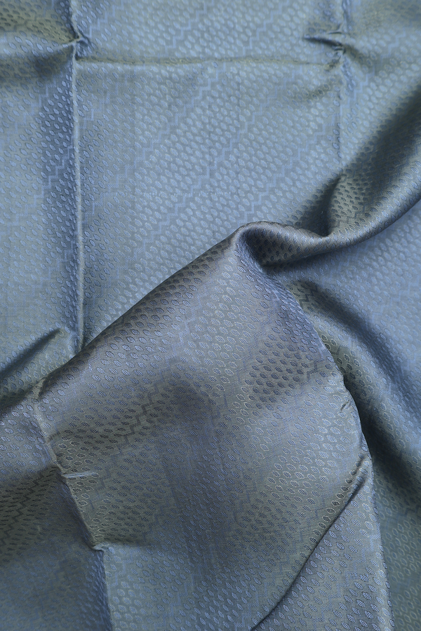 Kanchipuram Silk Saree In Greyish Green With Jacquard Pattern