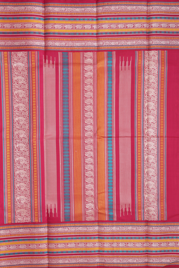 Kanchipuram Silk Saree In Ivory With Threadwork Buttas