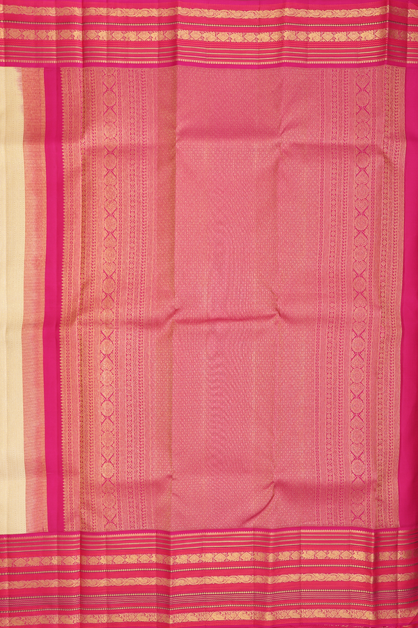 Kanchipuram Silk Saree In Light Brown With Stripes Design