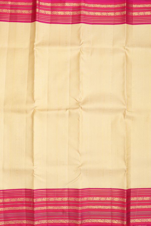 Kanchipuram Silk Saree In Light Brown With Stripes Design