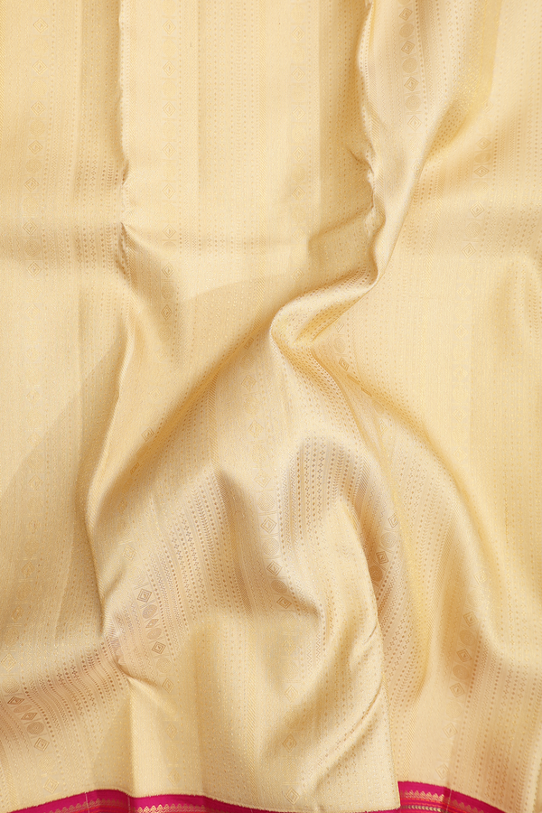 Kanchipuram Silk Saree In Light Brown With Stripes Design