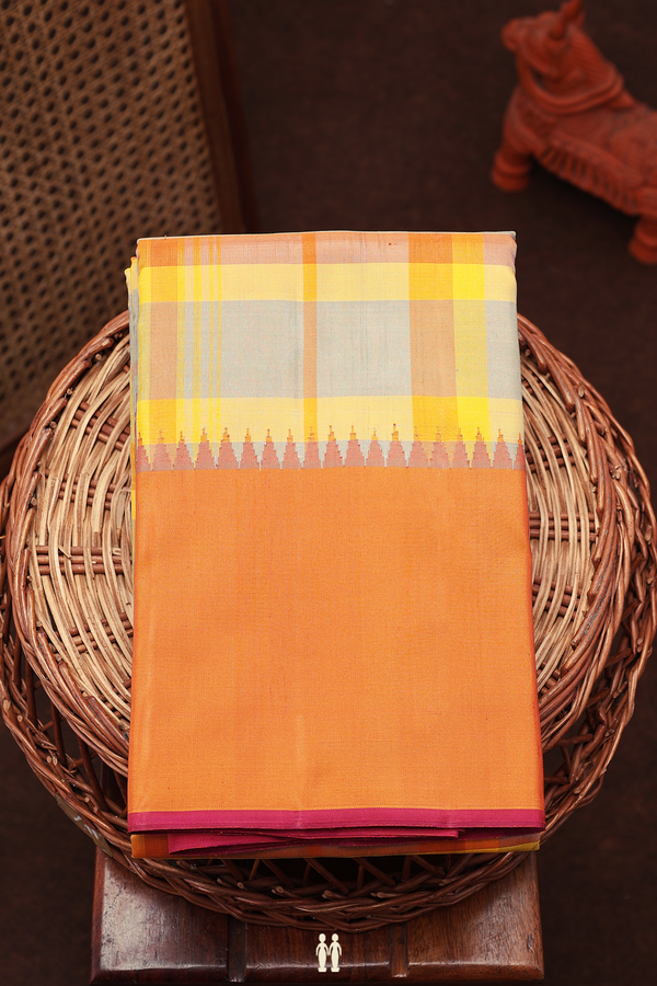 Kanchipuram Silk Saree In Multicolor With Checks Design
