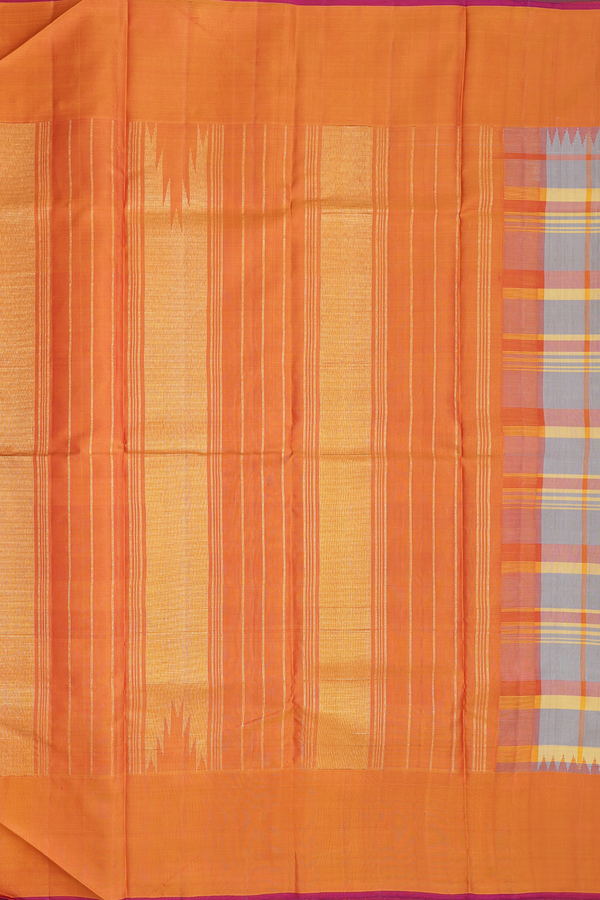 Kanchipuram Silk Saree In Multicolor With Checks Design