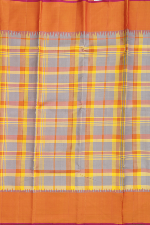 Kanchipuram Silk Saree In Multicolor With Checks Design