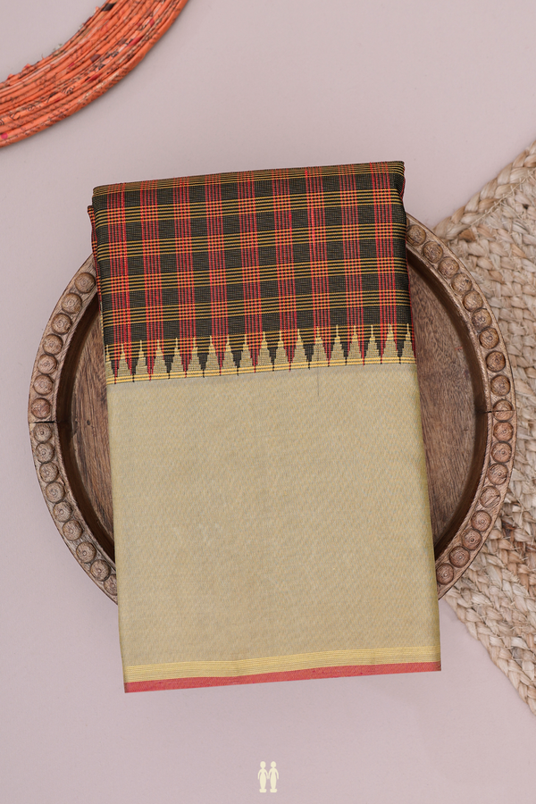 Kanchipuram Silk Saree In Multicolor With Checks Design