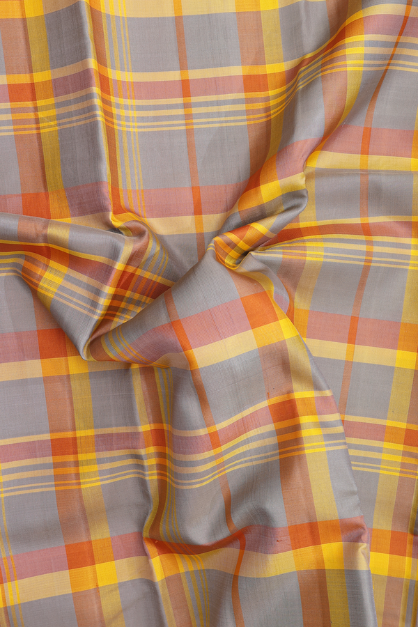 Kanchipuram Silk Saree In Multicolor With Checks Design