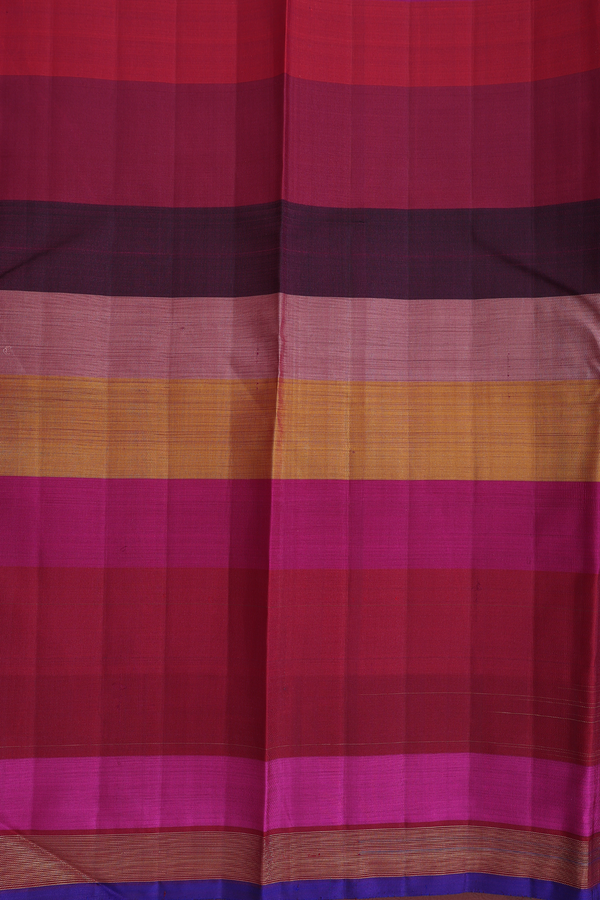 Kanchipuram Silk Saree In Multicolor With Stripes Design