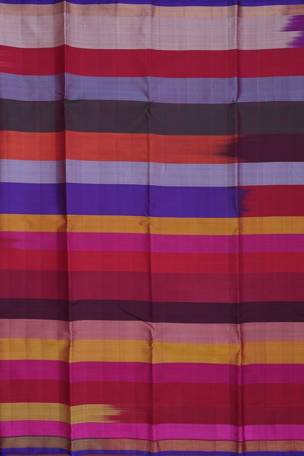 Kanchipuram Silk Saree In Multicolor With Stripes Design