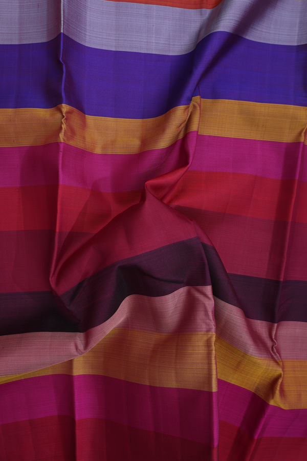 Kanchipuram Silk Saree In Multicolor With Stripes Design