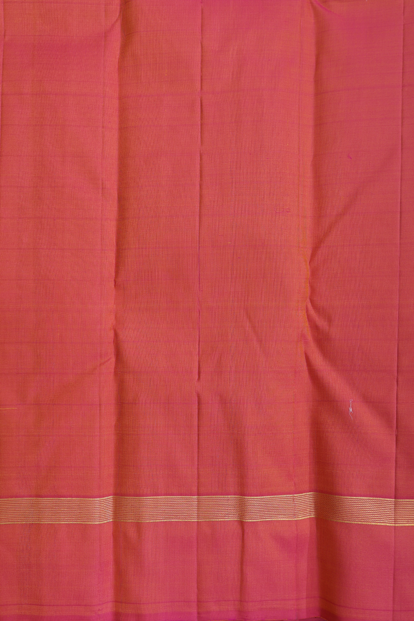 Kanchipuram Silk Saree In Ochre Orange With Checks Design