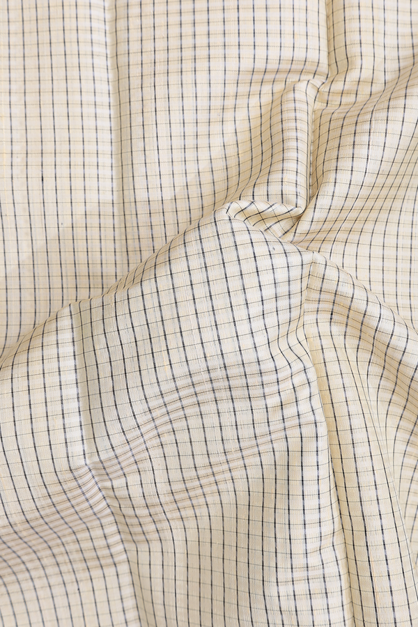 Kanchipuram Silk Saree In Beige With Checks Design